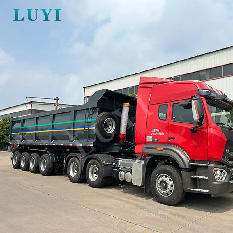 Novo semi-reboque hidráulico de descarga traseira tipo U de 4-eixos de 100- toneladas,