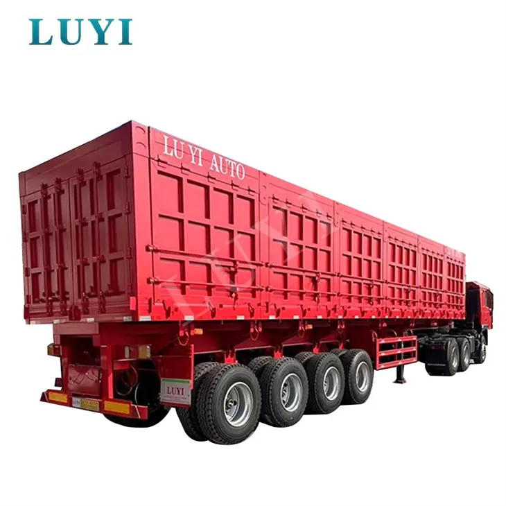 Semi-reboque de descarga lateral de 4 eixos para construção e mineração